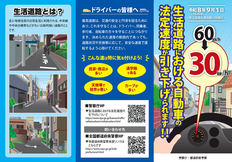 （画像１）生活道路の法定最高速度について
