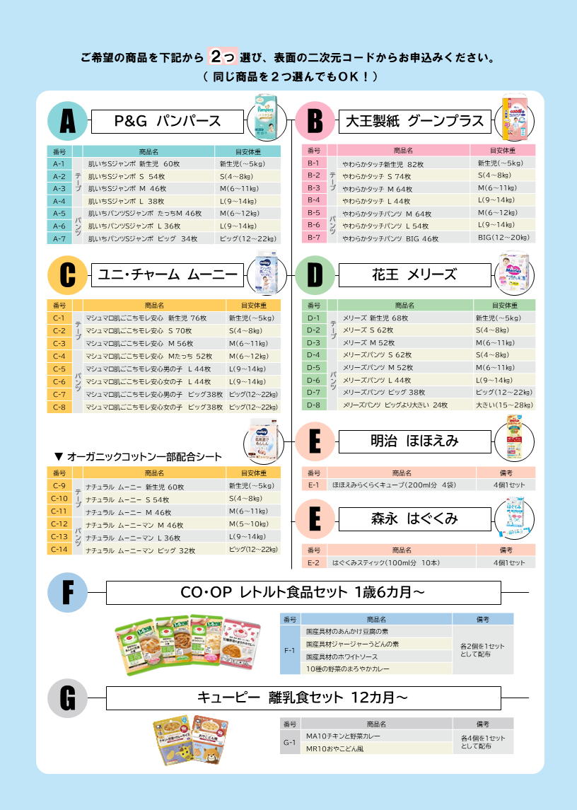 配布可能な商品